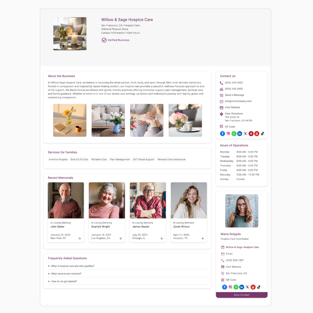 Funeral Marketplace storefront preview